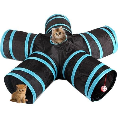 Holes 6 Fun Toy Cat Tunnel For Pet Interactive Toys Tunnel Cat Teaser Kitten Play Pet Indoor Outdoor Exercising Hiding Supplies