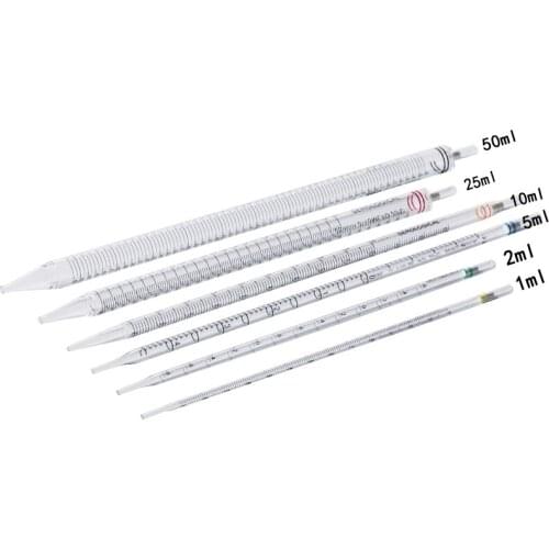 50PCS Pipette 1 2 5 10 25 50 100ml serological pipette with marking ring sterile plastic graduated pipette serum