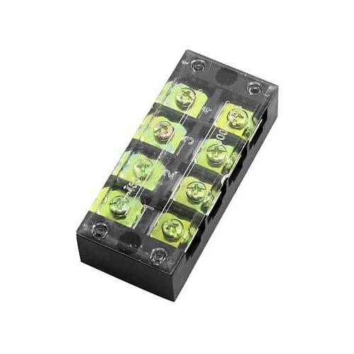 Clear Cover 45A Dual Row 4 Pole Barrier Terminal Strip Cable Connector
