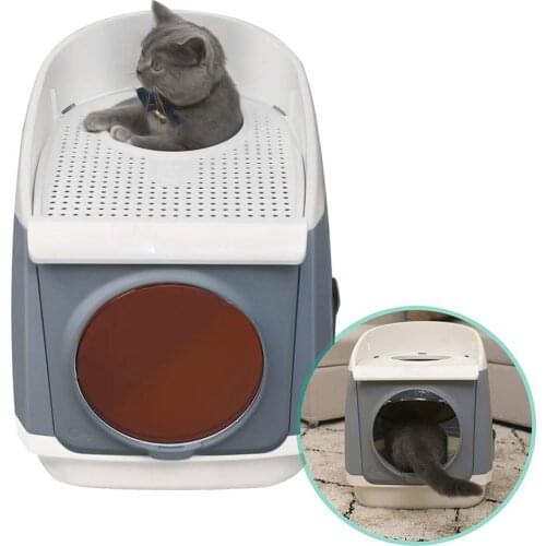Top-Entry Cat Litter Box Kitty Litter Box Free Cabin Cat Washroom Double-Door Design Front-Entry with Large Cat Litter Scoop