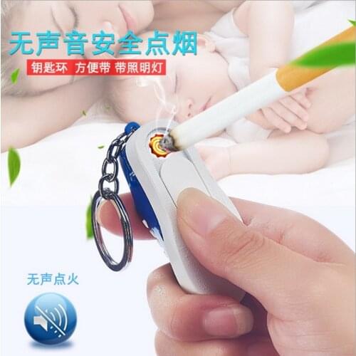 Gorgeous Diamond Lady USB Cigarette Lighter Silent Windproof Compact Keychain Lighter Unusual Portable Cigarette Accessories