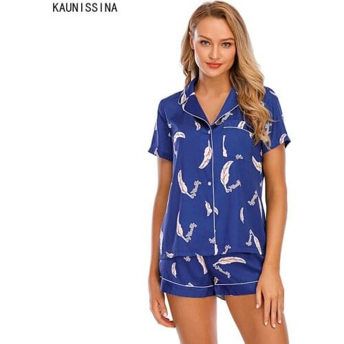 Women Sleepwear Pajama Sets Pajama Short Sleeve Button Shirts And Shorts Pajamas Suits Female Two Piece Nightwear Set Loungewear