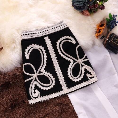 Saliency Embroidered A Line Skirt Womens 2020 Autumn and Winter Korean Style Vintage Small Fragrance Wild High Waist Skirt