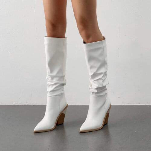 Taoffen Size 34-43 2021 INS Women Knee High Heel Boots Lady Riding Botas Warm Winter Shoes Women Sexy Square Toe Casual Footwear