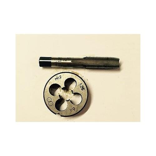 1pc HSS Machine M12 X 1.25mm Plug Tap and 1pc M12 X 1.25mm Die Threading Tool