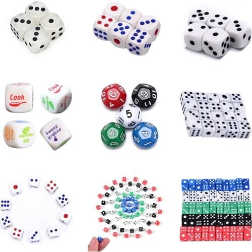 10mm/16mm Drinking Dice Acrylic White Hexahedron Dice Round Corner Club Party Table Playing Games RPG Dice Set