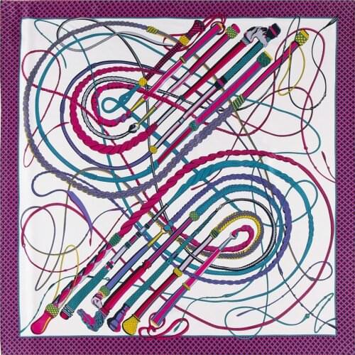 130cm Horsewhip Big Handkerchief Luxury Brand Scarf Twill 100% Silk Scarf Square Scarves Women Kerchief For Ladies Shawl Echarp