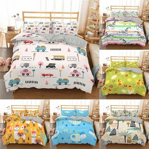 2021 3D Cartoon Animal Bedding Set for Kids/Baby/Child/Boy/Girl Duvet Cover Set Twin Full Bed Linen Home textiles 2/3pcs