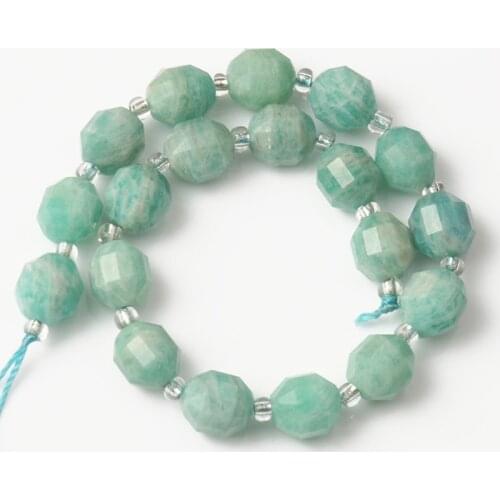 Natural Amazonite Mineral Beads 8mm Faceted OIive Shape Loose Gems Stone Beads for Jewelry Making DIY Necklace Bracelet 7.5inch