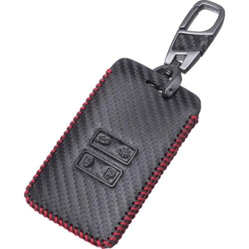 Carbon Fiber Leather Car Key Case Cover Fob Holder SHell Bag For Renault Captur Espace Clio Megane Koleos Kadjar scenic 4 16-19