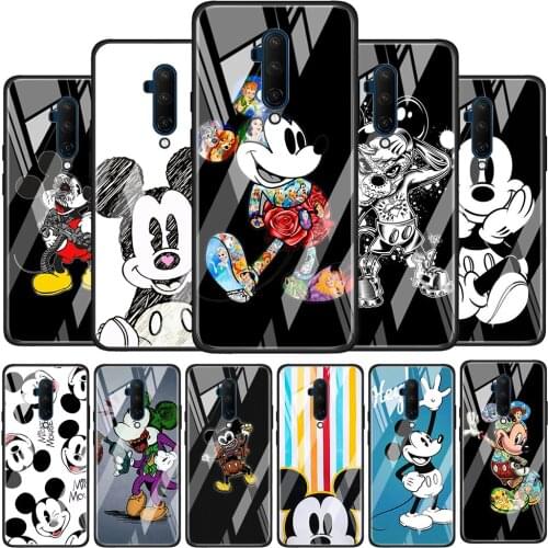 Dark Mickey Mouse Tempered Glass Cover For OnePlus Z 7 8 9 7T 8T 9R Nord 5G Pro Silicone Phone Case Coque