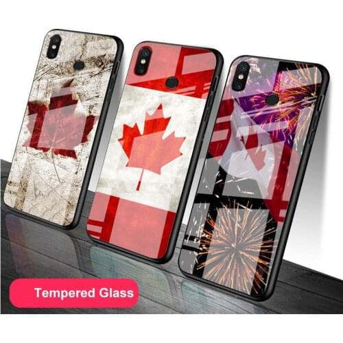 Canada flag Red Maple Tempered Glass Phone Case For Redmi Note 5 6 7 8 9 Pro Note8T Note9S Redmi8 9 Cover Shell