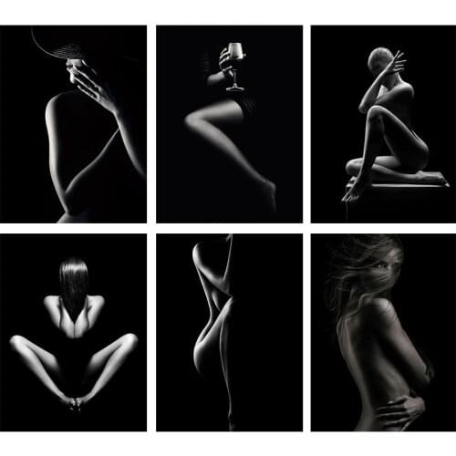 Black White Sexy Woman Body 5D DIY Diamond Painting Cross Stitch Nude Girl Picture Of Rhinestone Full Mosaic Body Decor Art