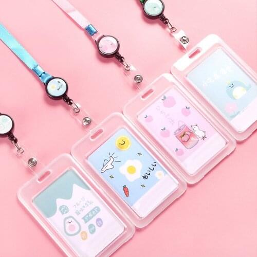 Color ID Card Holder Lanyard Badge Holder Name Identification Sleeve Dual Clear Business Exhibit Office school strap Neck Hang