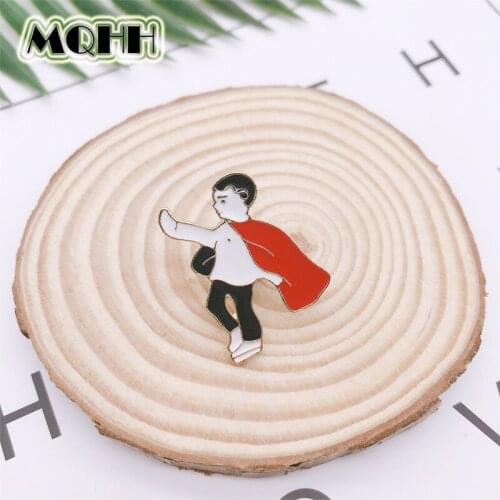 Cartoon Anime Character Peter Pan Red Cloak Enamel Brooch Alloy Badge Inch Shirt Bag Pin Accessories Cute Jewelry Gift For Kid