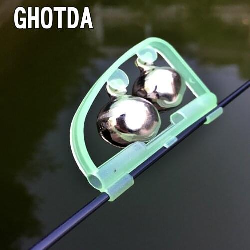 1pcs Fluorescent Fishing Rod Pole Tip Clip Twin Bell Alarm Alert Ring Fishing Tackle Box Accessory tool