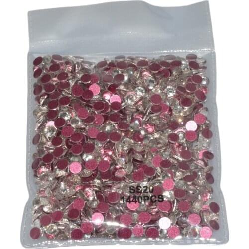 Super Glitter SS3-SS30 Flat Pink Bottom Rhinestones Crystal Clear Non Hotfix Rhinestones for 3D Nails Art Decoration Accessories