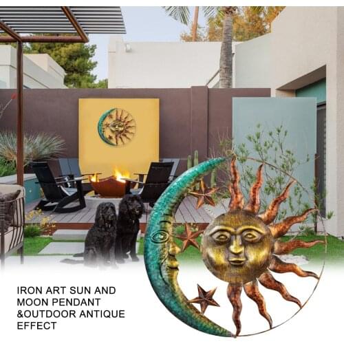 Artistic Sun Moon Stars Wall Decoration Metal Wall Art Hanging Ornament For Indoors Outdoors Home Decoration