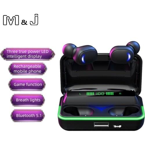 M&J E10s TWS Gaming Earphones Stereo Wireless 5.1 Bluetooth Headphones Touch Control Noise Cancelling Sports Waterproof Headset