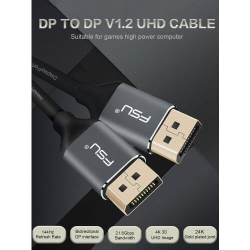 Displayport Cable 144Hz 1.2V 4K 60Hz HD DP to DP Adapter Video Display Port Cable for HDTV Projector laptop 1M 1.5M 2M 3M 5M