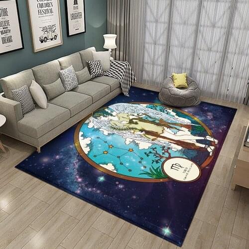 Carpets For Living Room Bedroom Kids Cartoon Chair Floor Mat Modern Home Decor 12 Round Carpet Constellation Virgo Creative