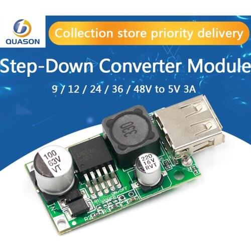 LM2596HV 5V DC-DC Step Down Buck Converter Board Module 9V 12V 24V 36V 48V to 5V 3A USB Charger Module
