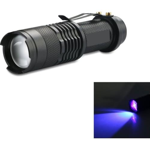 Mini Portable UV Ultra LED Flashlight Violet Purple Blacklight Torch Lamp Water-resistant 3 mode for Invisible Ink Marker lamp