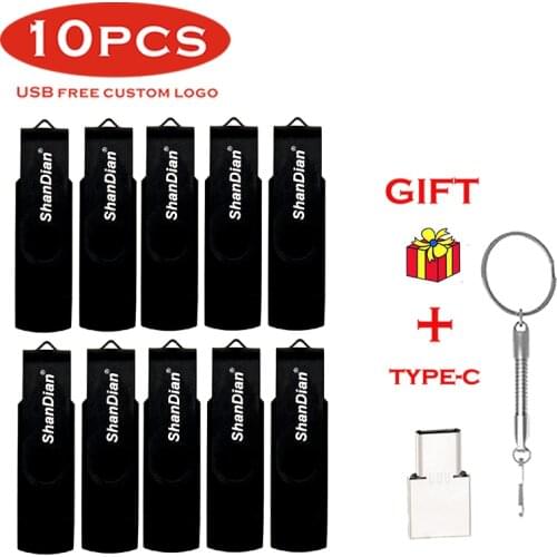 10pcs/lots fee logo Multifunctional 2.0 usb flash drives 128G pendrive 64gb cle usb OTG high Speed drive Micro USB TYPE C gift