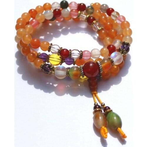 Fashion Women`s Crystal 108 Mala Beads Bracelet Multi-layer High Quality Lotus Charm New Design Yoga Bracelet For Men Buddha