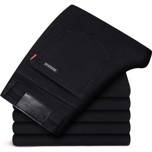 2021 spring and Autumn Mens Black Jeans Stretch Straight Trousers Business Casual Slim Trend Jeans Mens Clothing