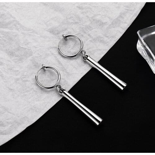Anime earrings for men clip on earrings without piercing hip hop punk emo stainless steel jewelry korean hip hop wholesale item
