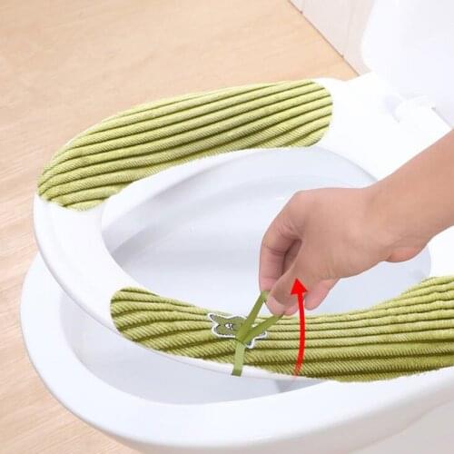 Toilet Seat Cover Soft WC Paste Toilet Seat Pad Washable Bathroom Cartoon handle Lid Cover Pad Toilet Closestool Sticky Seat Mat