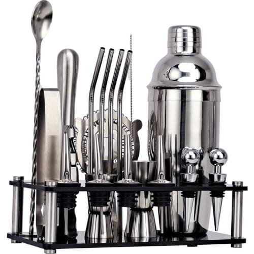 Bartender Kit, 20-Piece Cocktail Shaker Set Acrylic Stand , For Mixed Drinks Martini Bar Tools Set Stainless Steel