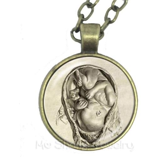 Human Anatomy Brain Necklace Glass Cabochon Weird Cool Science Doctor Sweater chain Creative Gift For Friends