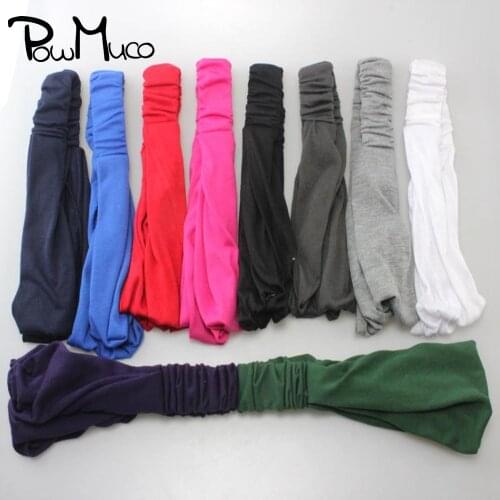 Powmuco Women Fashion Elastic Yoga Headband Solid Color Cotton Sports Hairband Girls Headwear Hair Accessories Birthday Gifts