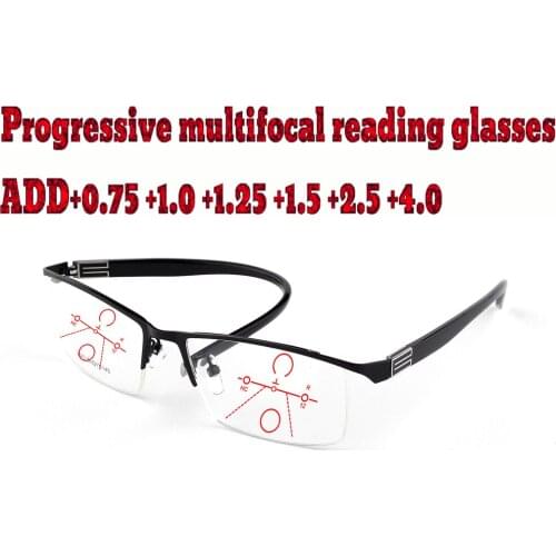 Progressive Multifocal Anti Blue Light Reading Glasses Business Men Women High Quality Tr90+1.0 +1.5 +1.75 +2.0 +2.5 +3 +3.5 +4