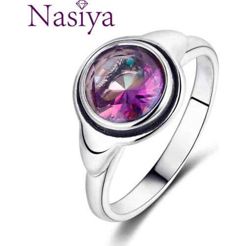 Nasiya Simple 925 Silver Rings With Created Topaz Fine Gemstone Anillos For Women Party Wedding Wholesale Dropshipping