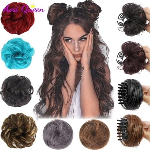 AS Straight Donut Chignon Hairpieces Synthetic Ombre Elastic Updo Chignon Fluffy Messy Scrunchies Hair Bun For Women