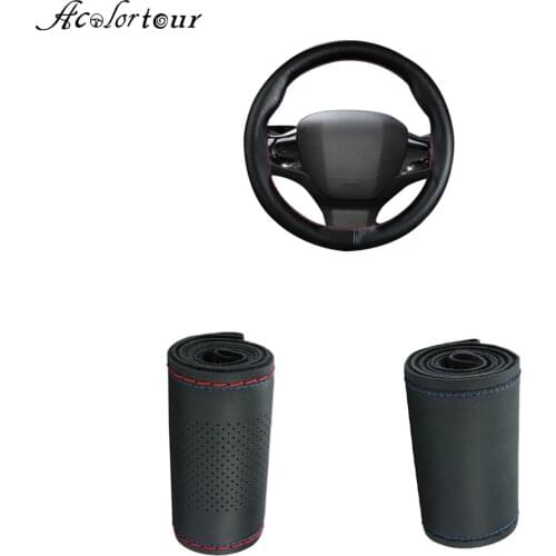 Hand-Stitched Braid Steering Wheel Case Cover for peugeot 3008 2016 2017 2018 for 308 T9 2014-2019 for 308 SW 2014-2019