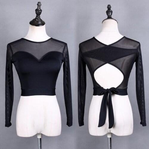 Mesh Ballroom Dance Blouse Women Tango Dancewear Latina Practice Wear Stage Costume Salsa Dance Outfit Tap Dance Tops JL3227