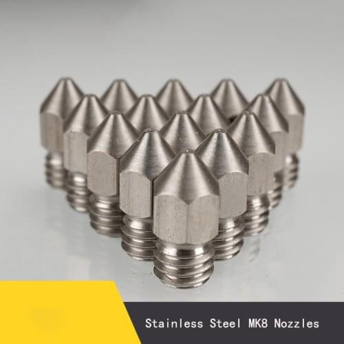 MEGA 5pcs MK8 Nozzles 0.2 0.3 0.4 0.5 0.6 0.8 1.0mm Stainless steel M6 Thread 1.75MM Filament for 3D printers Hotend CR10 Ender3