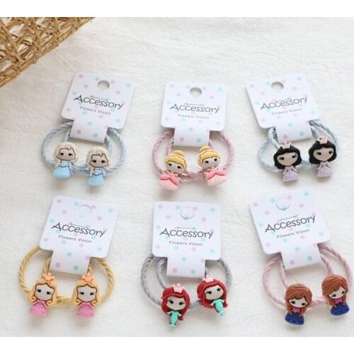 Disney Frozen Elsa Anna hairpin anime cartoon rubber band childrens hair accessories girls clip baby hair rope Christmas gifts