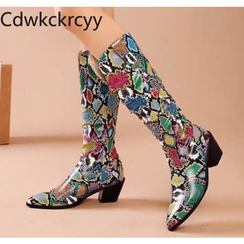 Winter The New fashion Pointed Takato Martin boots Snake skin Sexy banquet High heels Women boots size 34-46