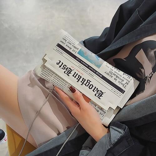 Funny Purse Womens Clutch Top Quality Luxury Brand Creative Handbags 2020 New Korean Version of The Newspaper Crossbody Bag Cute