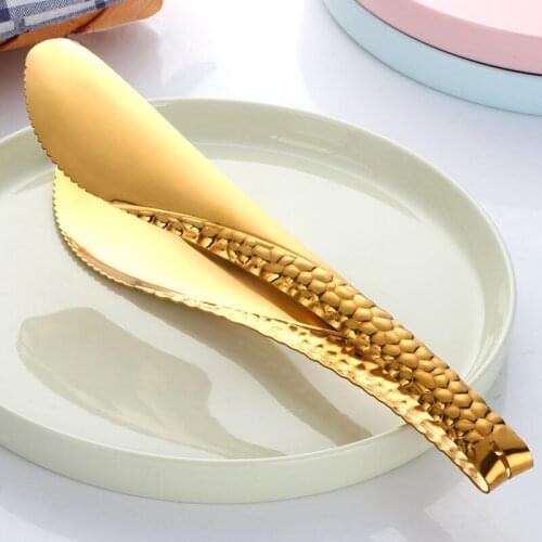 Gold Bread Clip Rose Golden Food Tongs Black Barbecue Buffet Salad Steak Clever Tong Bar Serving Clamp Kitchen Accessories 20cm