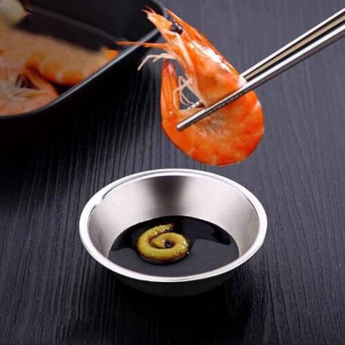 2pcs/set Stainless Steel Seasoning Dish Household Deepen Vinegar Soy Sauce Dish Snack Plate Dinner Kitchen Tableware Accessories