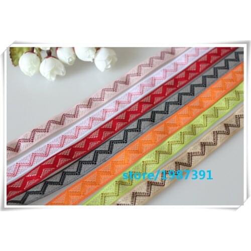20yards/lot wide 1.5cm Woven Jacquard Ribbon Geometric wave pattern for hat curtain and clothing accessory LS-9308