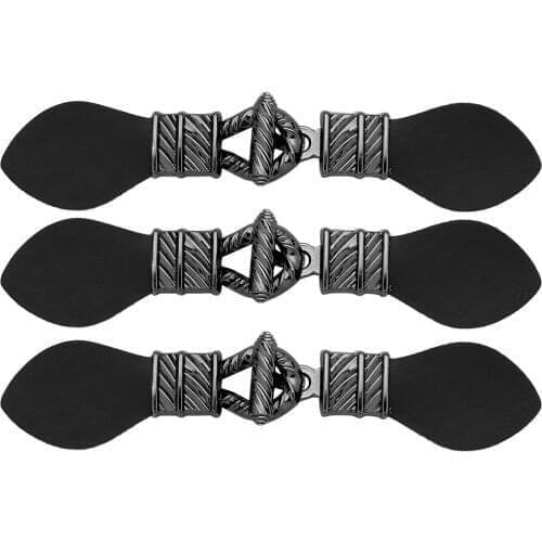 3 Pairs Chinese Knot Buttons PU Leather Clip Holder Buckle Clasp Pin Non-Slip Locking for Cape Cardigan Wrap Shawl Accessories