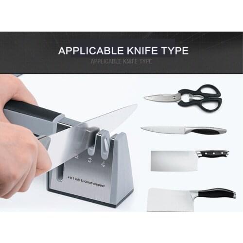 4 StageKitchen Tools Knife Sharpener Household Multifunctional Stainless Steel Carbide Diamond Ceramic Knife Sharpening Stone