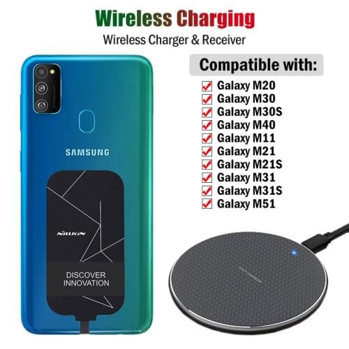 Qi Wireless Charging Adapter for Samsung Galaxy M20 M30 M40 M11 M21 M31 M51 M30S M21S M31S Wireless Charger+USB Type-C Receiver